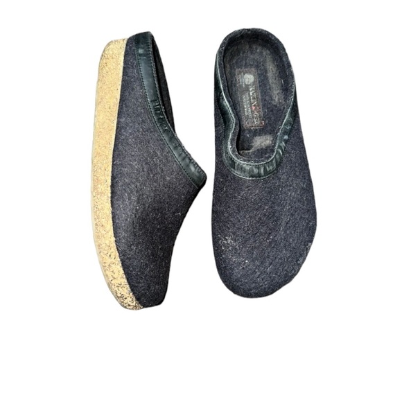 Haflinger GZL44 Grizzly Wool Clog Leather Trim Charcoal size 41 10 - Picture 2 of 3